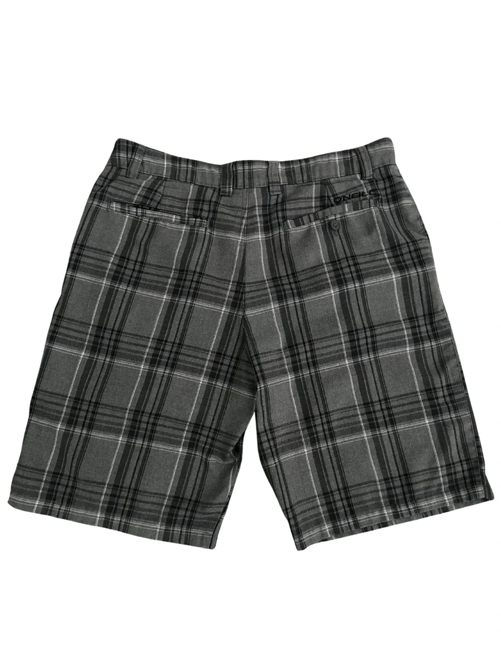 O'Neill Hybrid Walk Shorts Men's Size 34 Plaid Gray Black 10” Casual Shorts